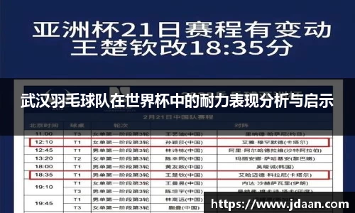 武汉羽毛球队在世界杯中的耐力表现分析与启示